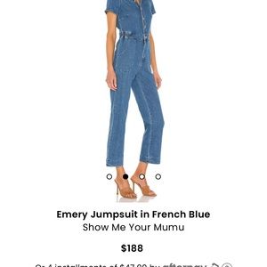 Show me your mumu denim jumpsuit